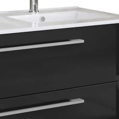 Modernes Badmöbel Ensemble in Schwarz - Vinkoja (vierteilig)