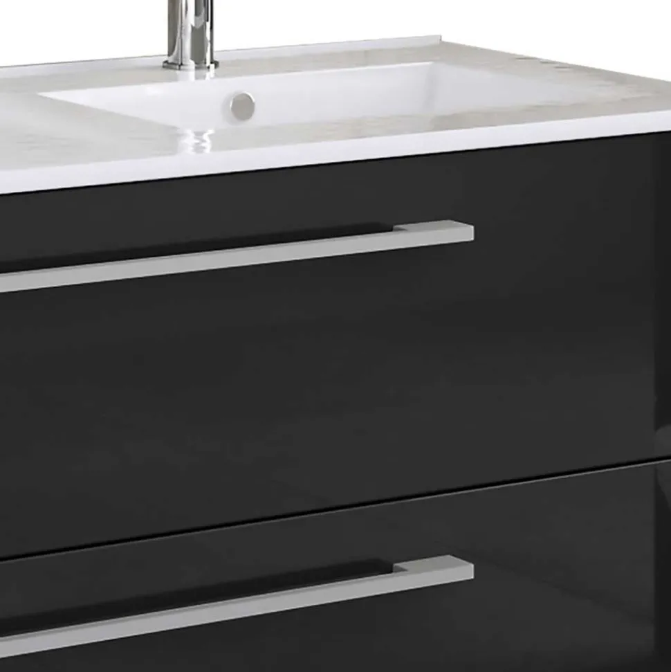 Modernes Badmöbel Ensemble in Schwarz - Vinkoja (vierteilig)