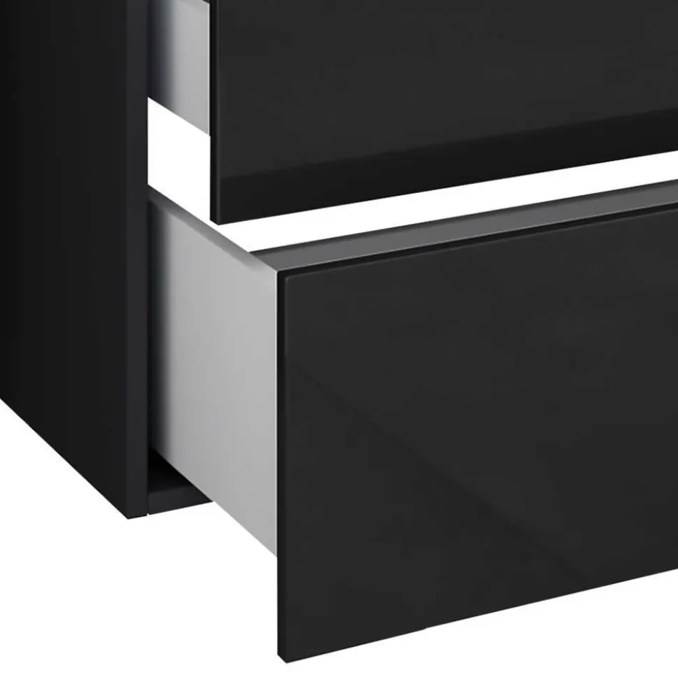 Modernes Badmöbel Ensemble in Schwarz - Vinkoja (vierteilig)