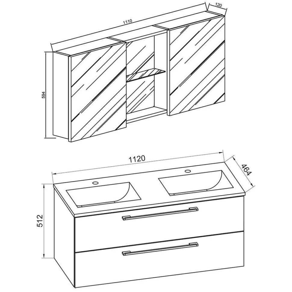 Modernes Badmöbel Ensemble in Schwarz - Vinkoja (vierteilig)