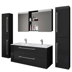 Modernes Badmöbel Ensemble in Schwarz - Vinkoja (vierteilig)
