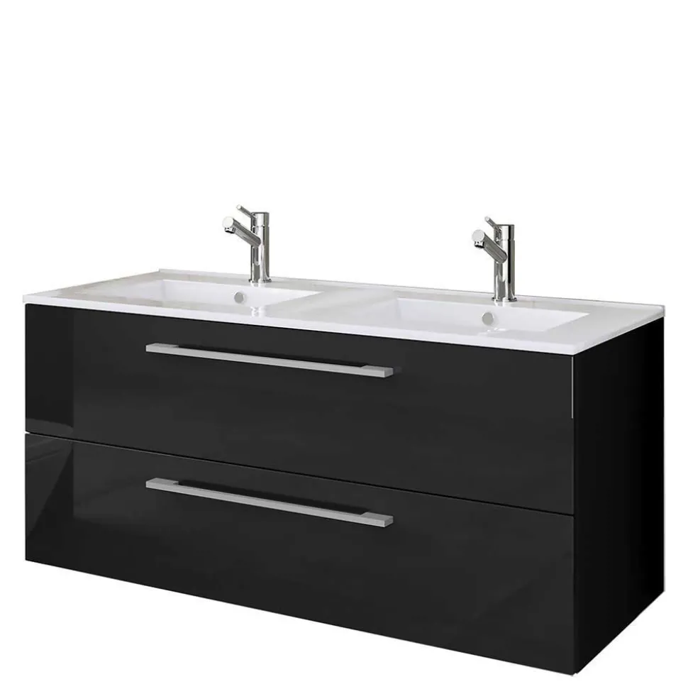 Modernes Badmöbel Ensemble in Schwarz - Vinkoja (vierteilig)