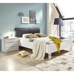 Modernes Bett in Weiß mit Dunkelgrau - Oledra