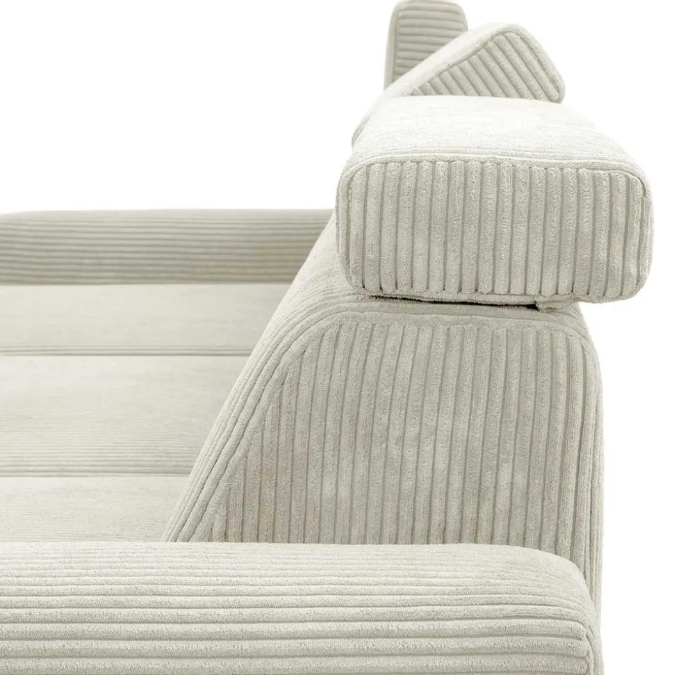 Modernes Ecksofa in Creme Cordbezug - Caldizza
