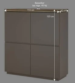 Modernes Highboard in Taupe & Akazie - Anja