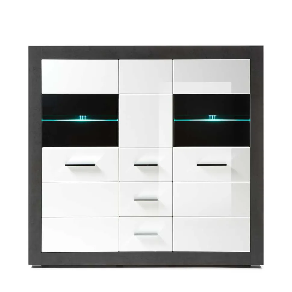 Modernes Hochglanz Highboard in Weiß - Istensa