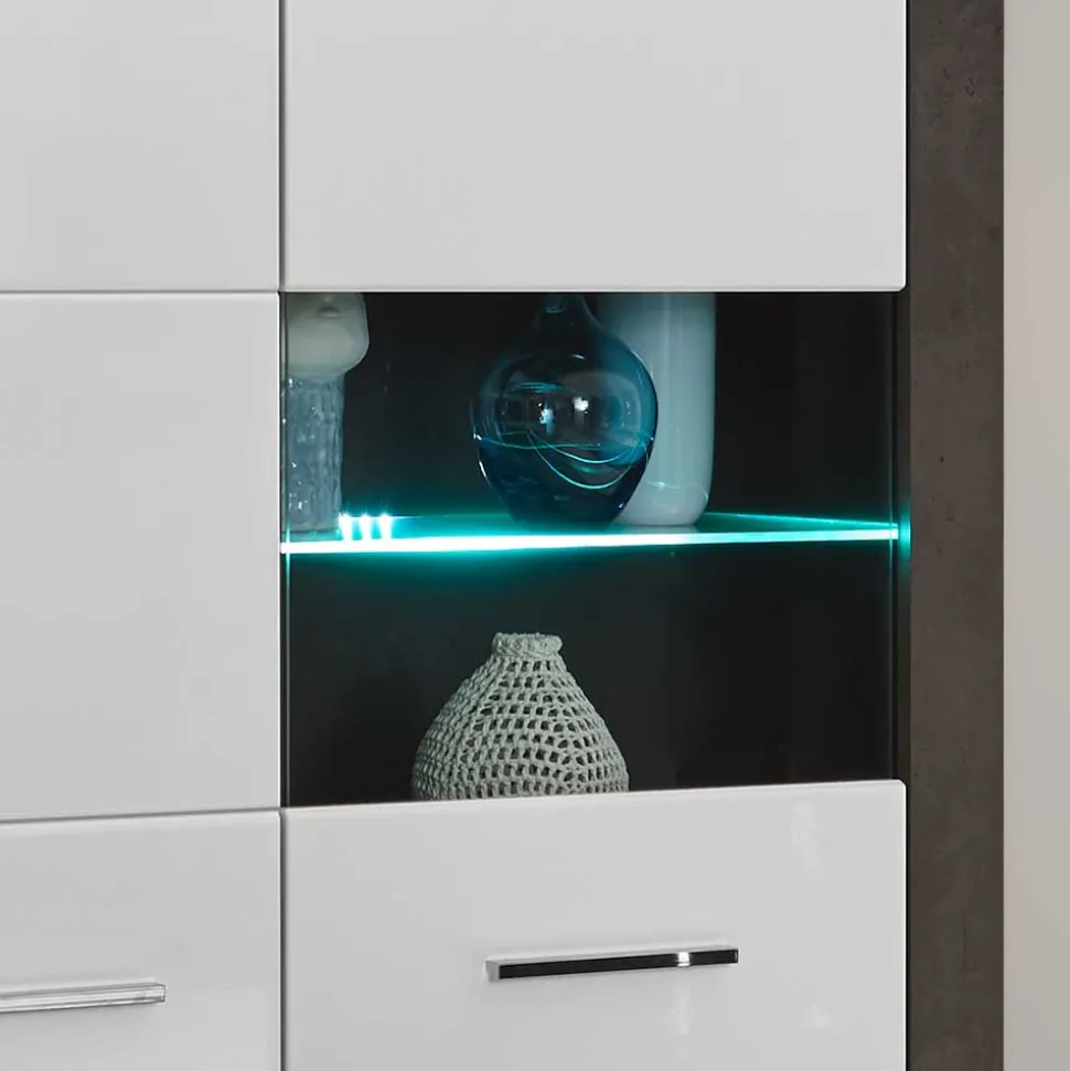 Modernes Hochglanz Highboard in Weiß - Istensa