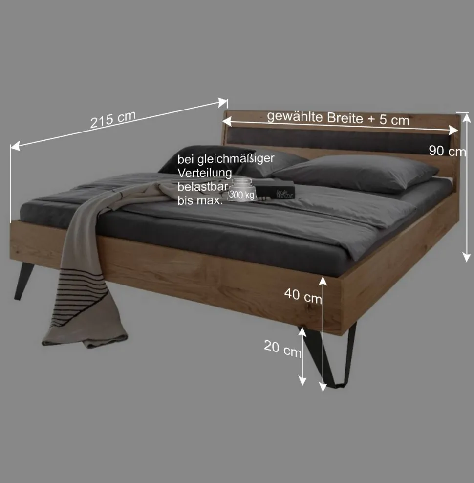 Modernes Holzbett in Wildeichefarben - Dizamora