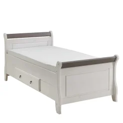 Modernes Landhausbett in Weiß & Grau - Caneon