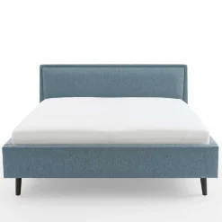 Modernes Polsterbett in Blaugrau Stoff - Sunhide