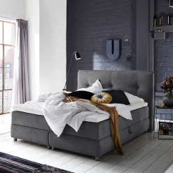 Modernes Stauraum-Boxspringbett in Anthrazit - Zavagossa