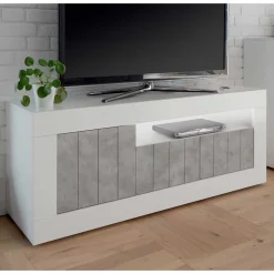 Modernes TV Element in Hochglanz Weiß - Niris