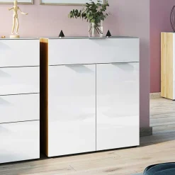 Modernes Vertiko in Weiß & Wildeiche - Duclia