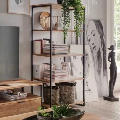 Modernes Wildeiche Regal mit Stahlgerüst - Sluganov