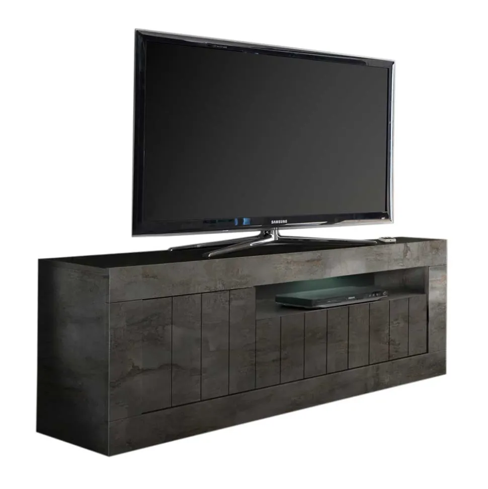 Modern-geradliniges TV Board in Dunkelgrau Dekor - Bella