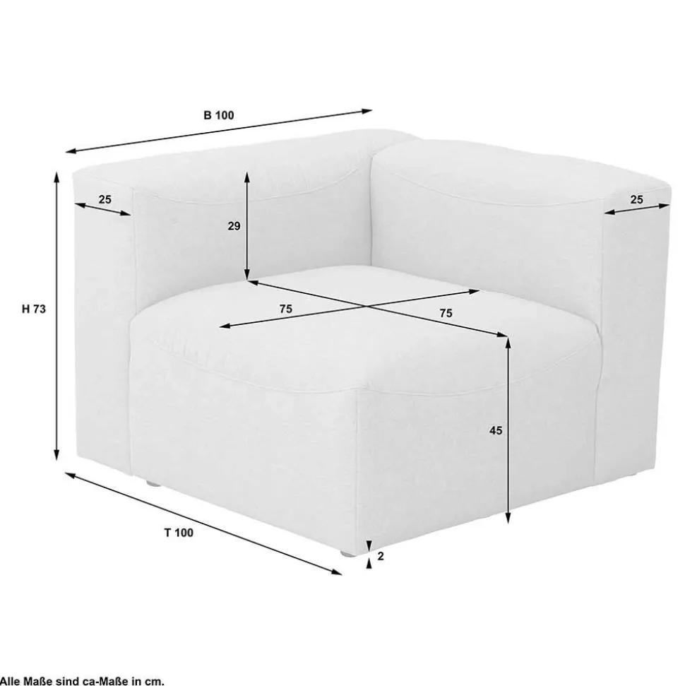 Modulsofa Eckelement in Cremeweiß - Tembreno