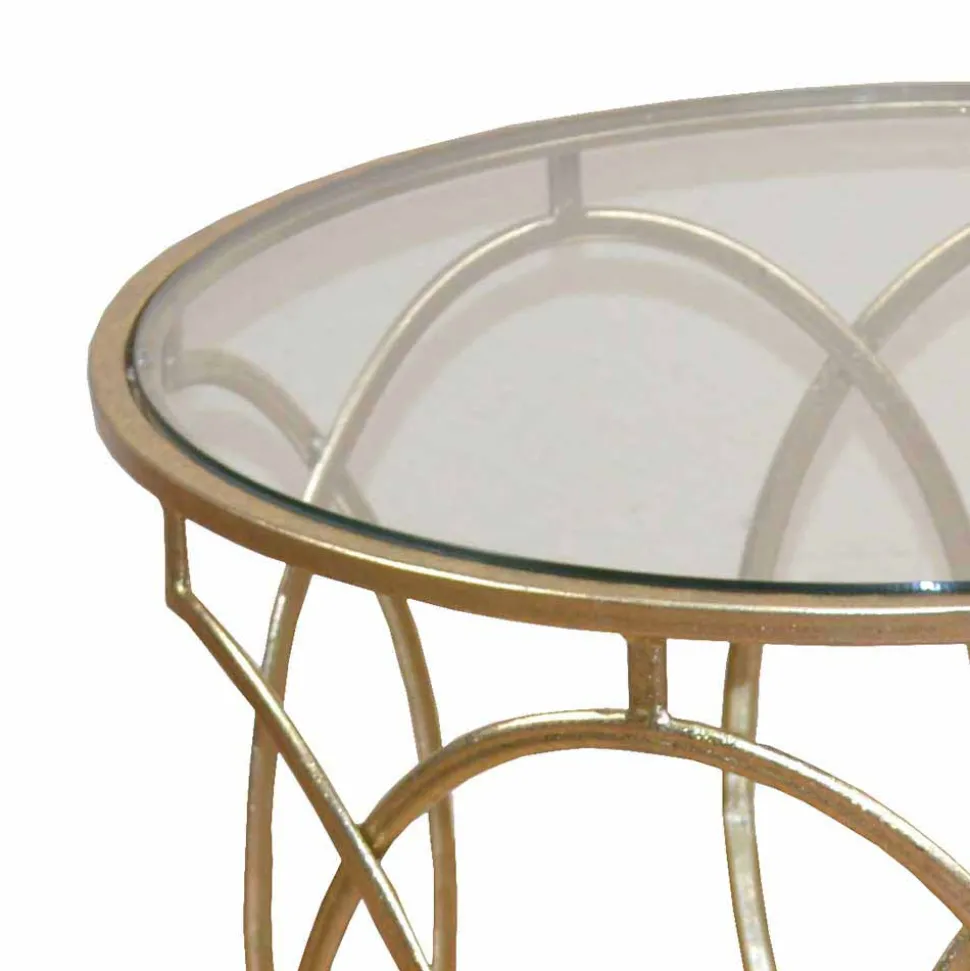 Mondäner Beistelltisch mit Glas & Spiegel & Metall Ziamo in Goldfarben