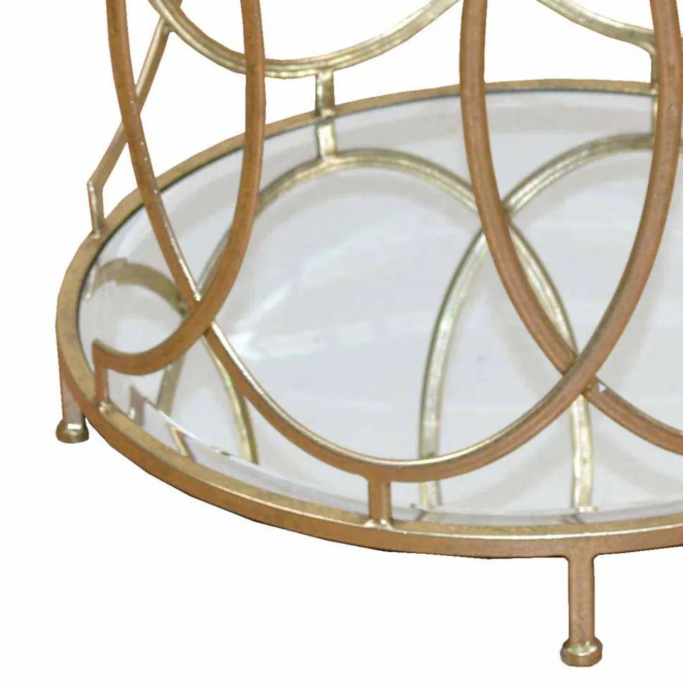 Mondäner Beistelltisch mit Glas & Spiegel & Metall Ziamo in Goldfarben