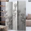 Monochrom bedruckter Paravent mit floralem Motiv - Stepana
