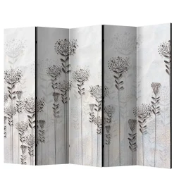 Monochrom bedruckter Paravent mit floralem Motiv - Stepana