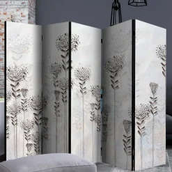 Monochrom bedruckter Paravent mit floralem Motiv - Stepana