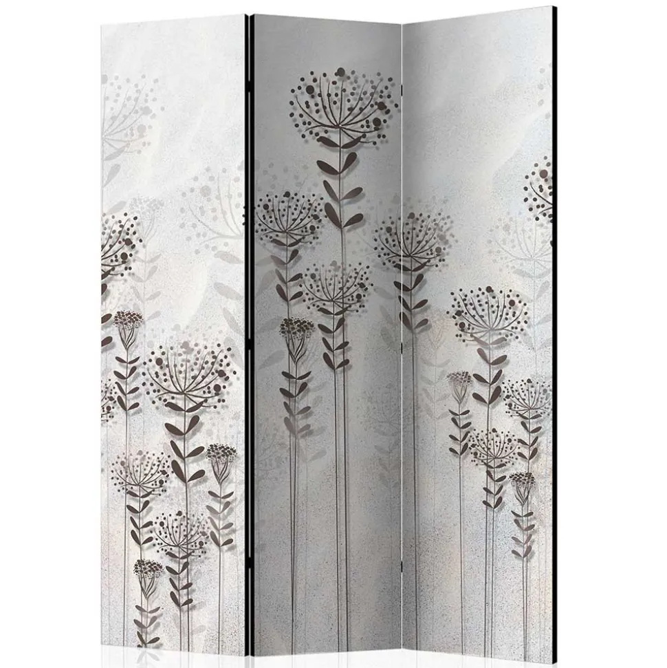 Monochrom bedruckter Paravent mit floralem Motiv - Stepana