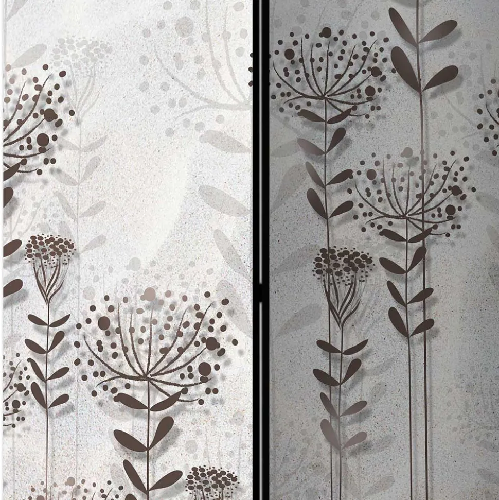 Monochrom bedruckter Paravent mit floralem Motiv - Stepana