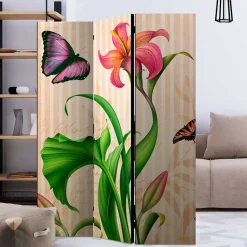 Motiv Trennwand Blume & Schmetterlinge - Rovigo