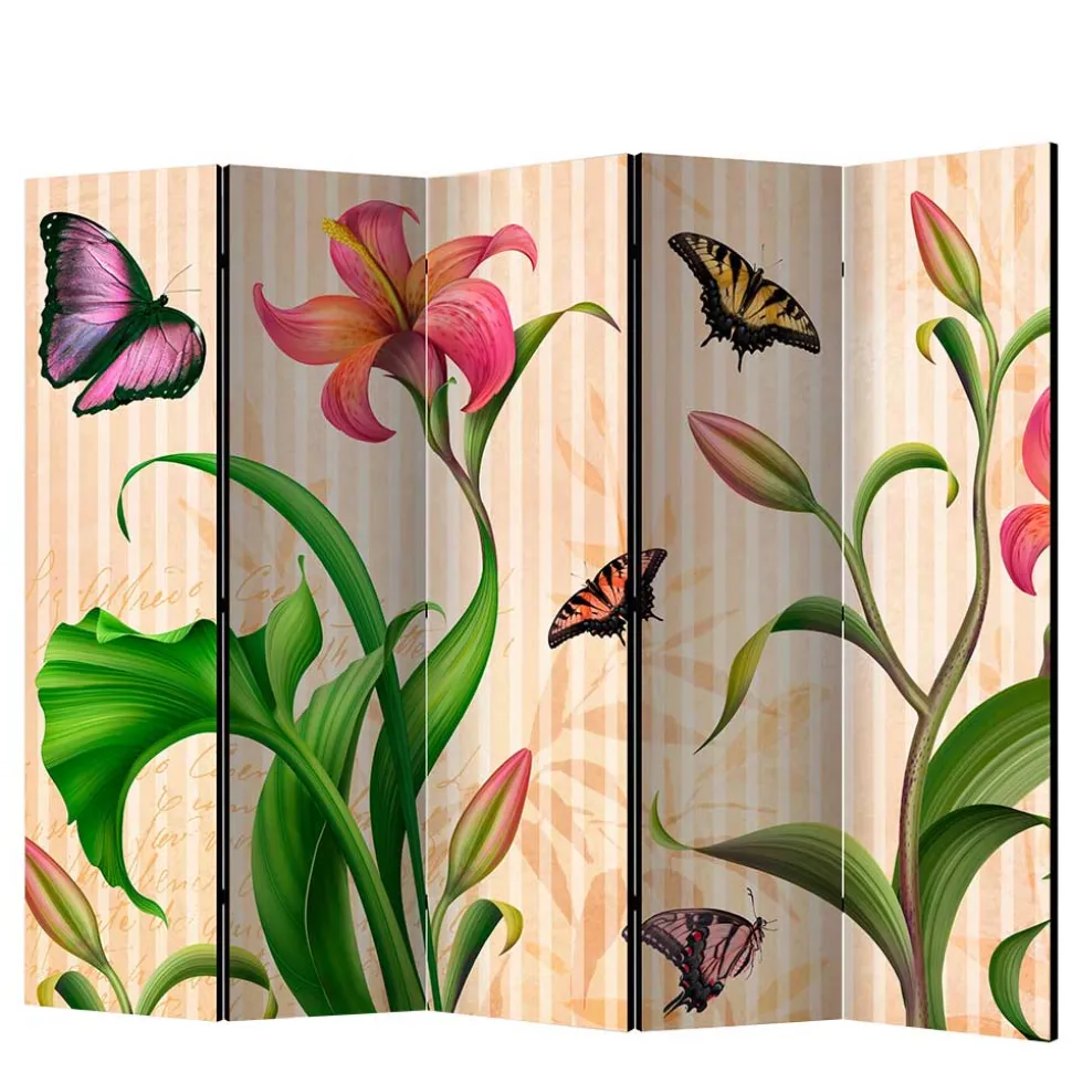 Motiv Trennwand Blume & Schmetterlinge - Rovigo
