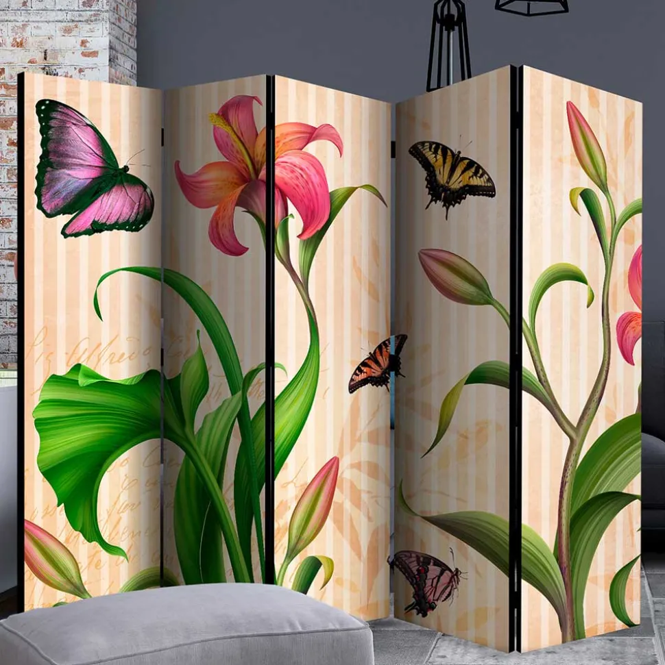 Motiv Trennwand Blume & Schmetterlinge - Rovigo