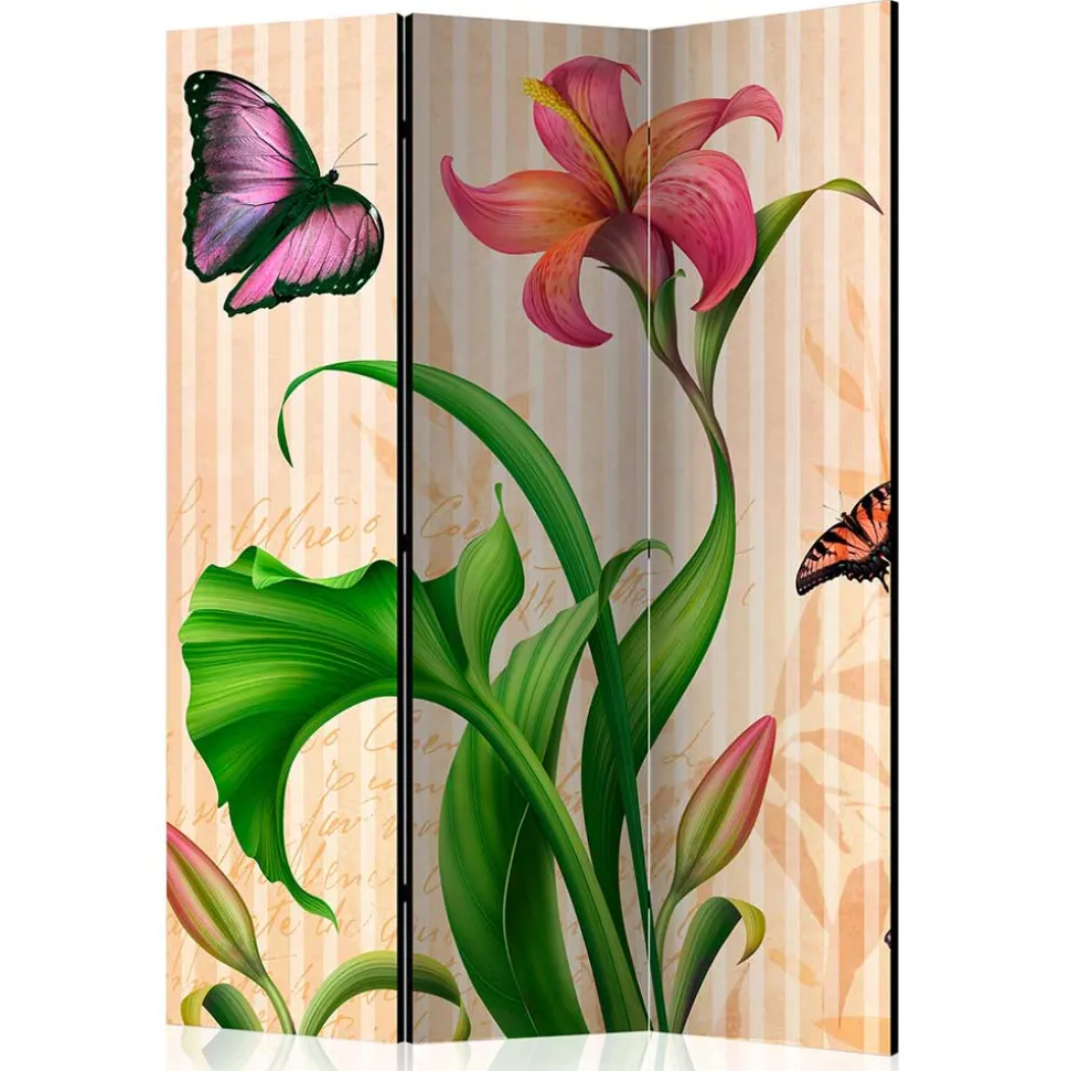 Motiv Trennwand Blume & Schmetterlinge - Rovigo