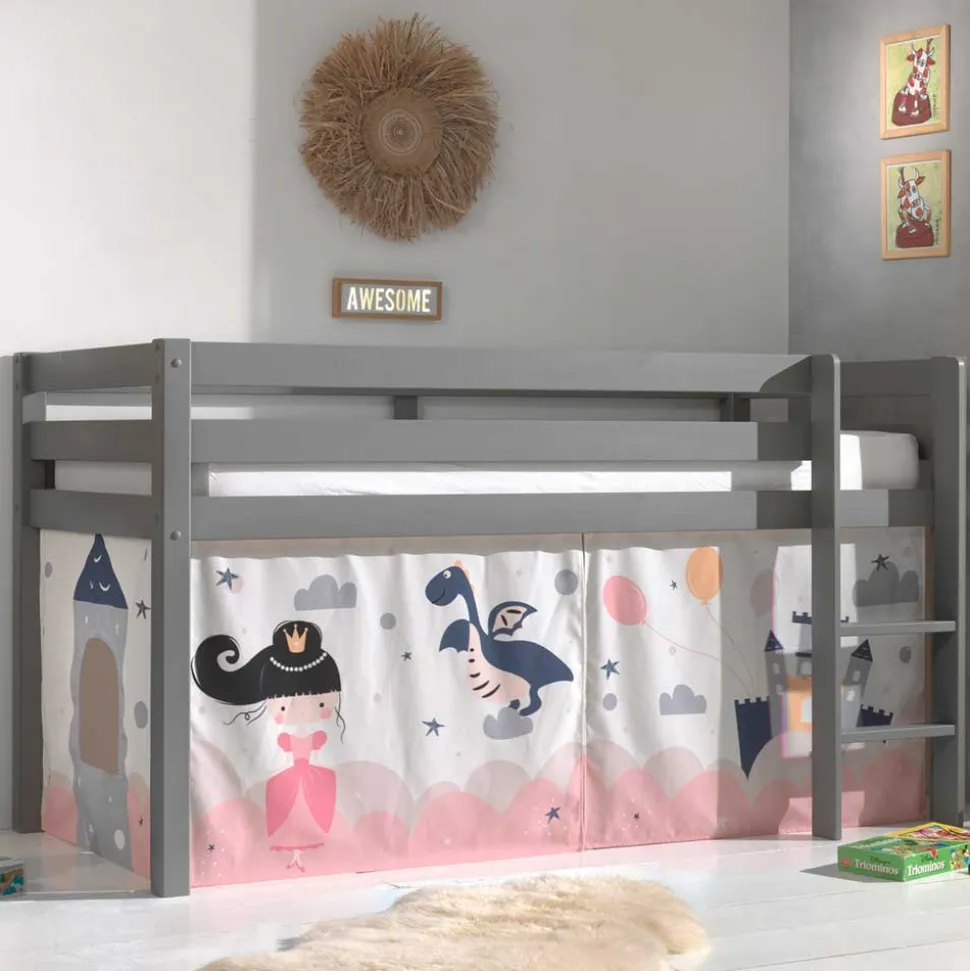 Märchen Kinderzimmer Hochbett in Grau - Uschi