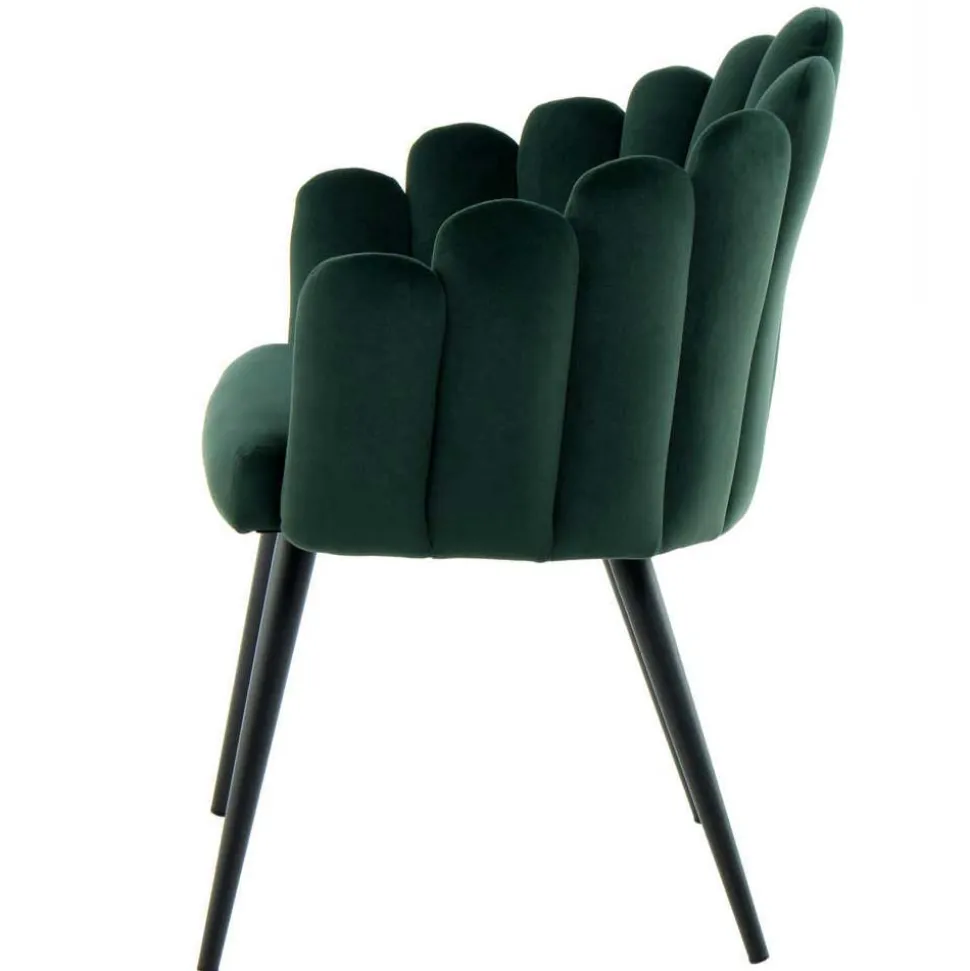 Muschel-Designstuhl in Dunkelgrün Samt - Kenia