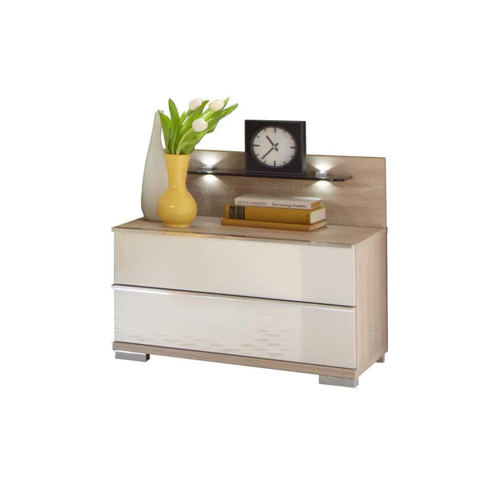 Nachtkommode Forcelan in Eiche Sägerau Weiß