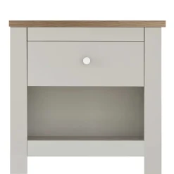 Nachtkommode in Cremeweiß mit Eiche - Langoona