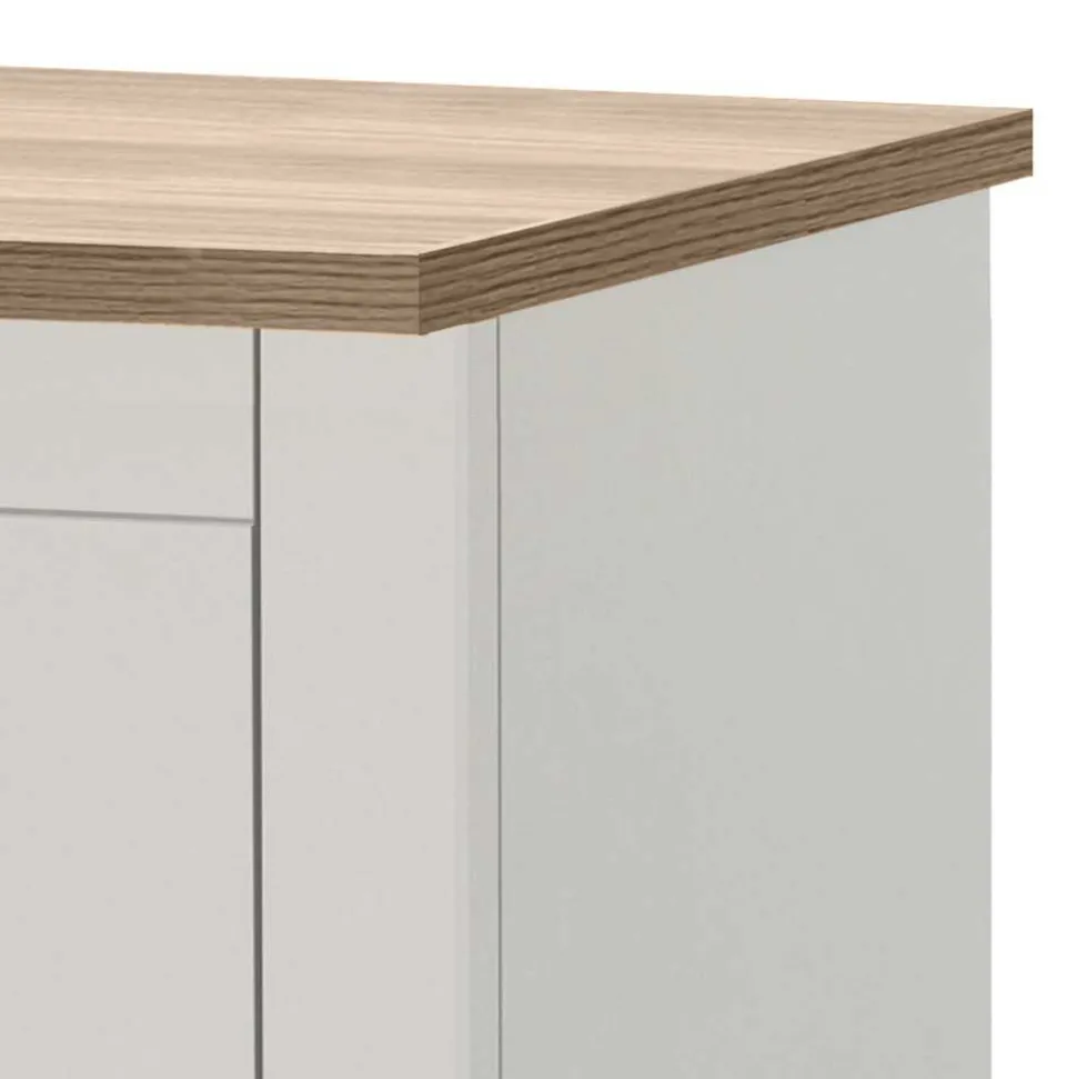 Nachtkommode in Cremeweiß mit Eiche - Langoona