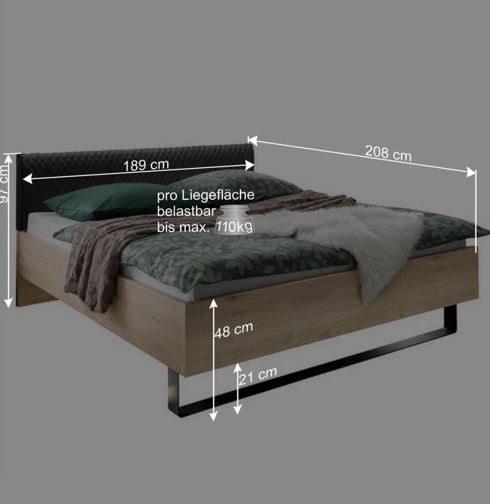 Nachtkommoden & Doppelbett Kombi - Licruva I (dreiteilig)