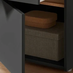 Nachtschrank in Anthrazit und Wildeiche Dekor - Ahilav