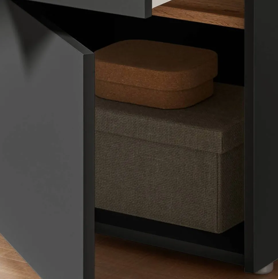 Nachtschrank in Anthrazit und Wildeiche Dekor - Ahilav