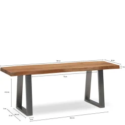 Naturkanten Dielenbank aus Akazie massiv - Vibka