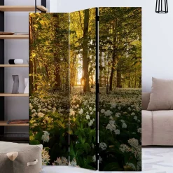 Naturmotiv Paravent Wald Bäume & Bärlauch - Sybila III
