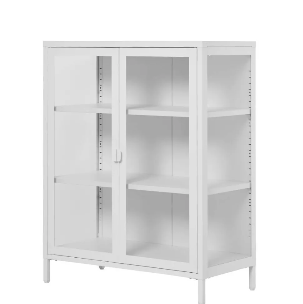 Niedrige Vitrine aus Stahl in Weiß - Sancrez