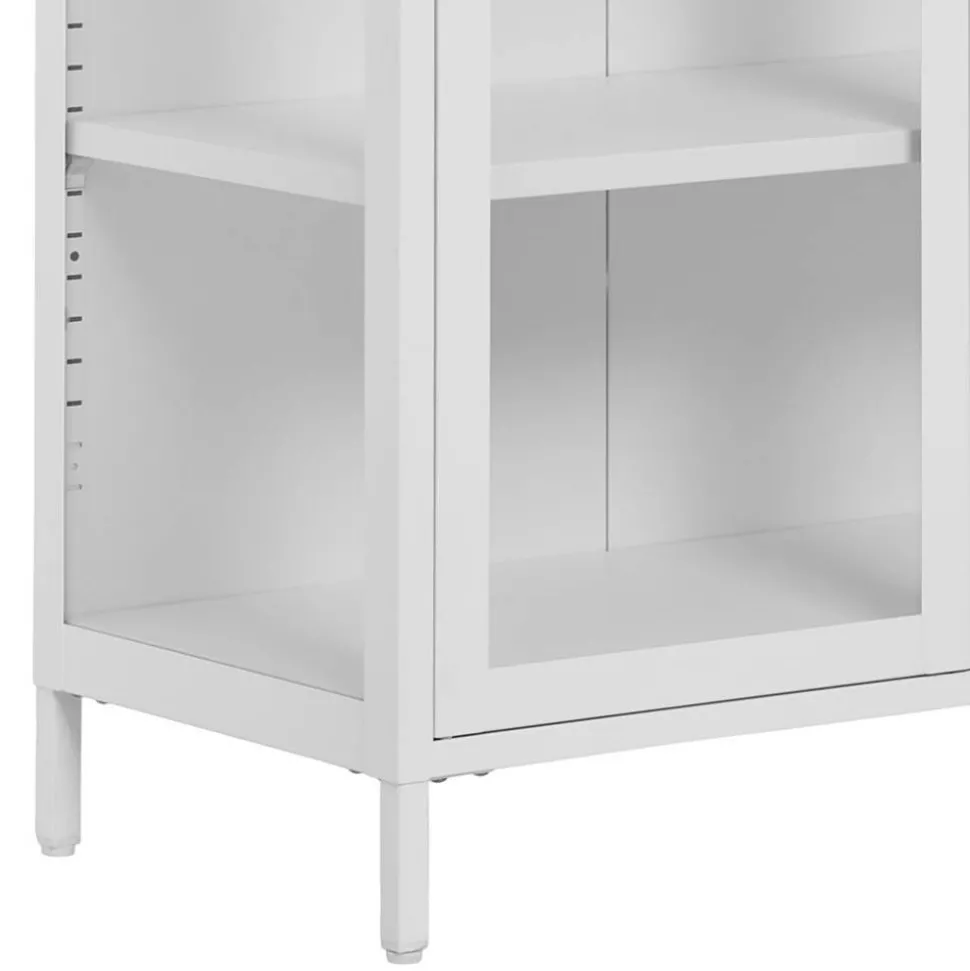 Niedrige Vitrine aus Stahl in Weiß - Sancrez