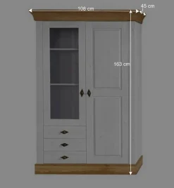 Niedrige Vitrine Sibiuta im Landhaus Look