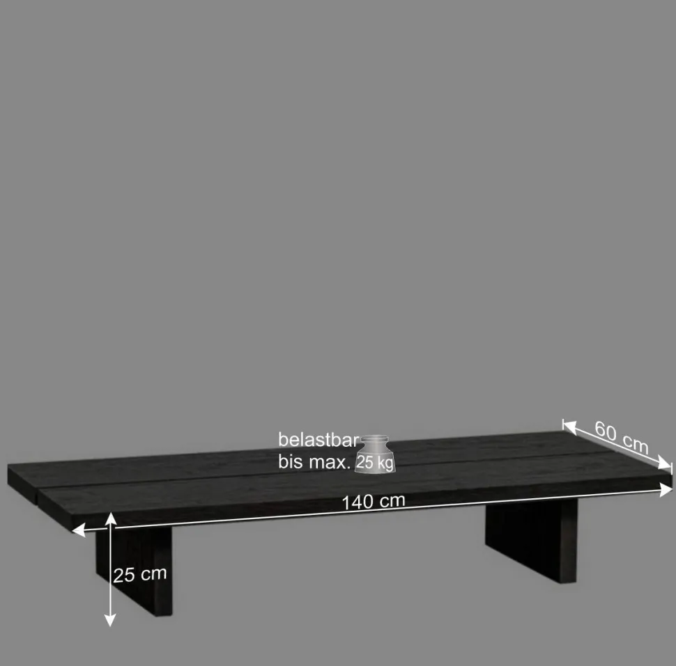 Niedriger Couchtisch in Dunkelbraun Holzoptik - Rosiblo