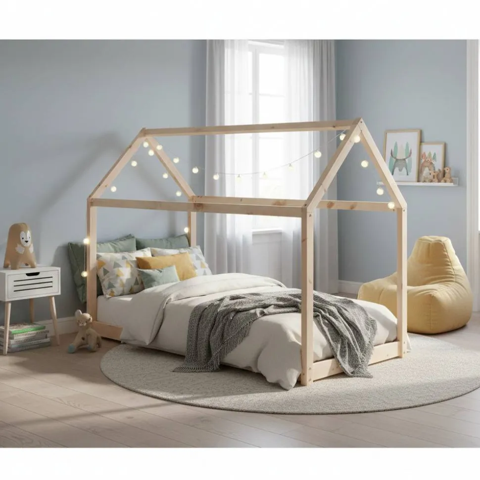 Niedriges Haus Kinderbett in 90x200 - Durango