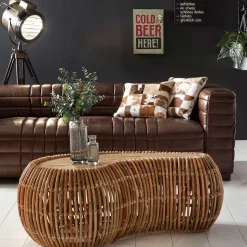 Nieren Couchtisch Stalinos aus Rattan