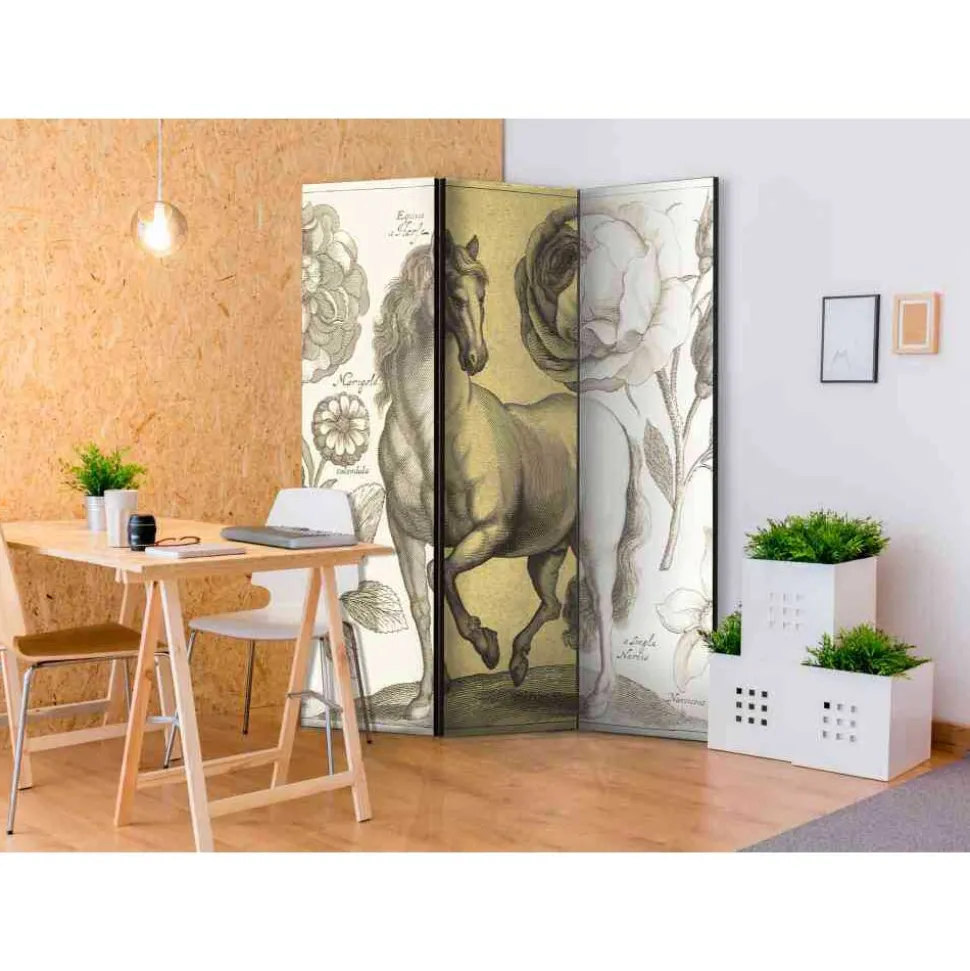Nostalgie Paravent Pferd & Blumen - Ilea