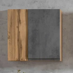 Oberschrank fürs Bad in Wildeiche & Beton - Mia