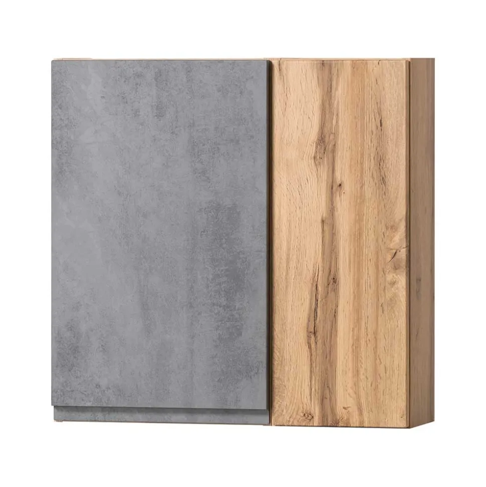 Oberschrank fürs Bad in Wildeiche & Beton - Mia